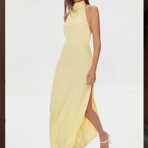 Forever 21 Leg-slit Halter Maxi Dress with tie neck